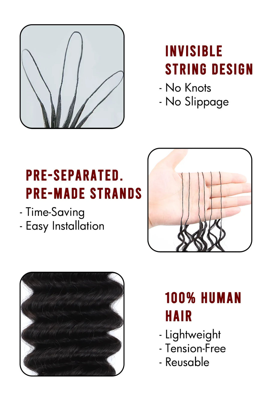 HUMAN HAIR FEATHER CROCHET - DEEP WAVE
