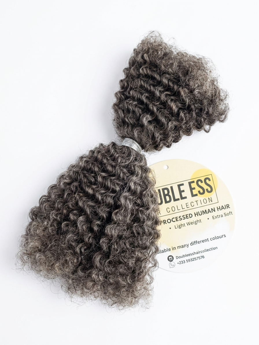 SALT AND PEPPER BRAZILLIAN KINKY HUMAN HAIR BULK